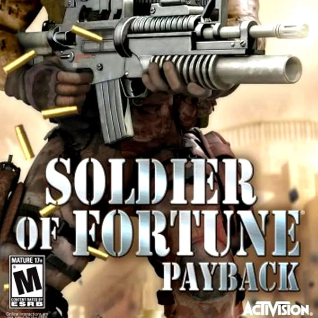 Hình ảnh bìa game Soldier of Fortune: Payback, thể hiện phong cách hành động bạo lực của series