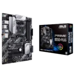 Hình ảnh bo mạch chủ ASUS Prime B550-PLUS nhìn từ trên xuống với các thành phần chính