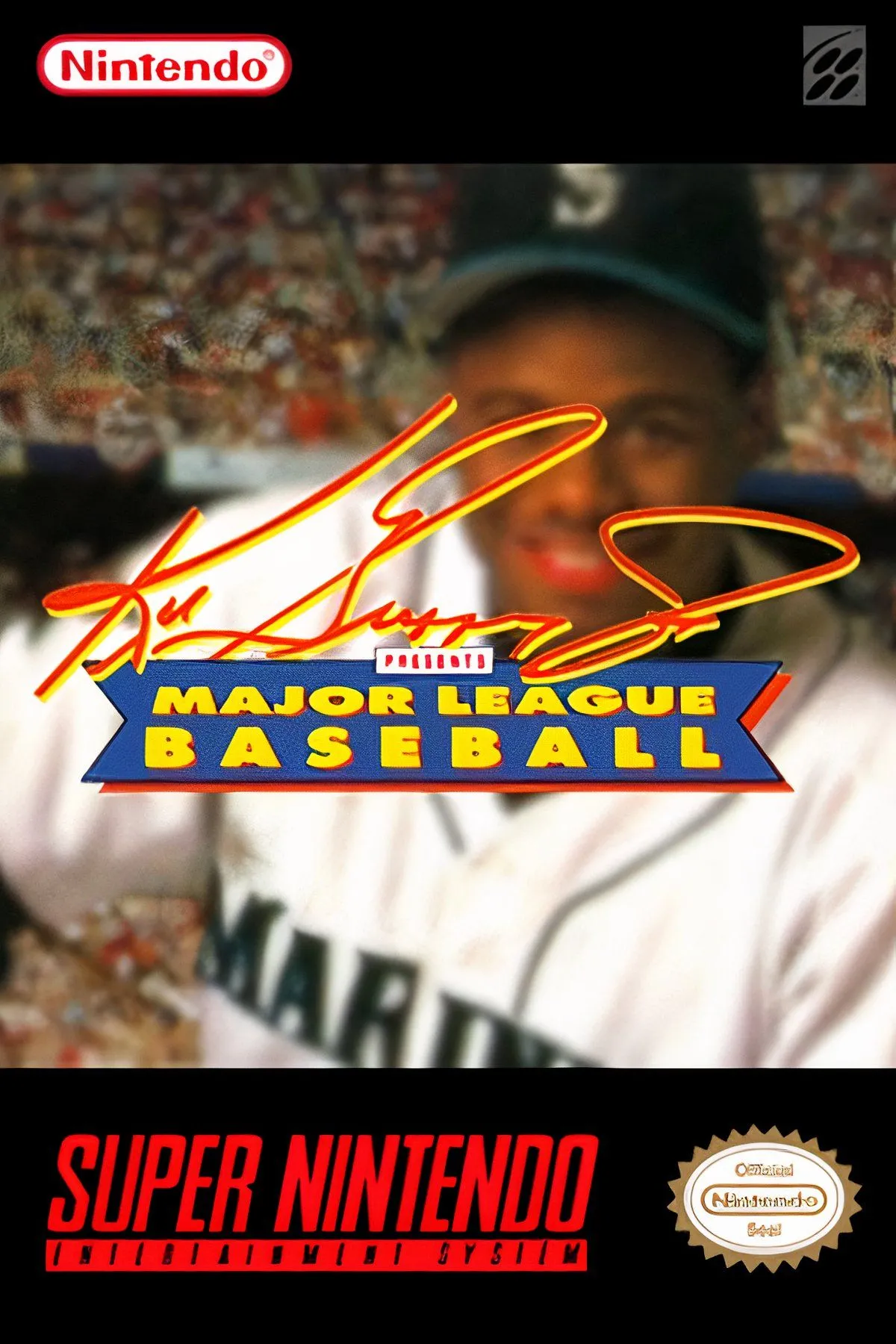 Hình ảnh cầu thủ đánh bóng chày trong game Ken Griffey Jr. Presents Major League Baseball trên SNES