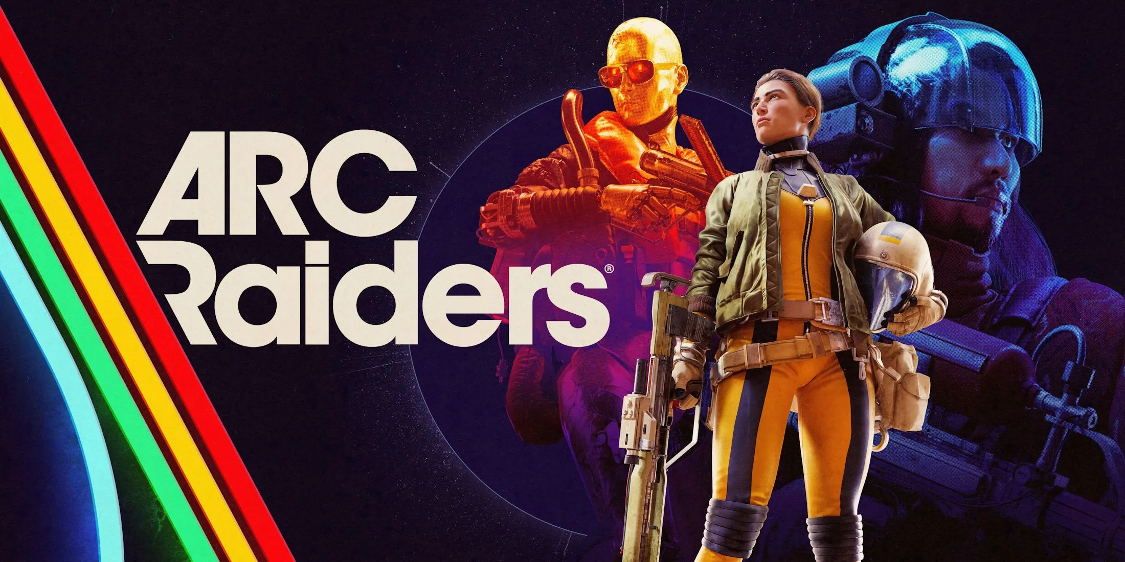 Hình ảnh chính thức của ARC Raiders, thể hiện phong cách nghệ thuật sci-fi và các nhân vật chính.