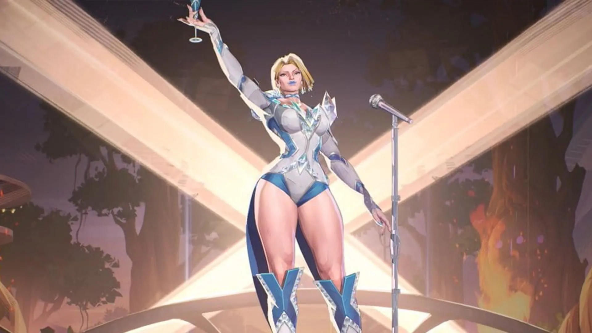 Hình ảnh Emma Frost với trang phục nổi bật trong Marvel Rivals, minh họa thiết kế nhân vật đẹp mắt.