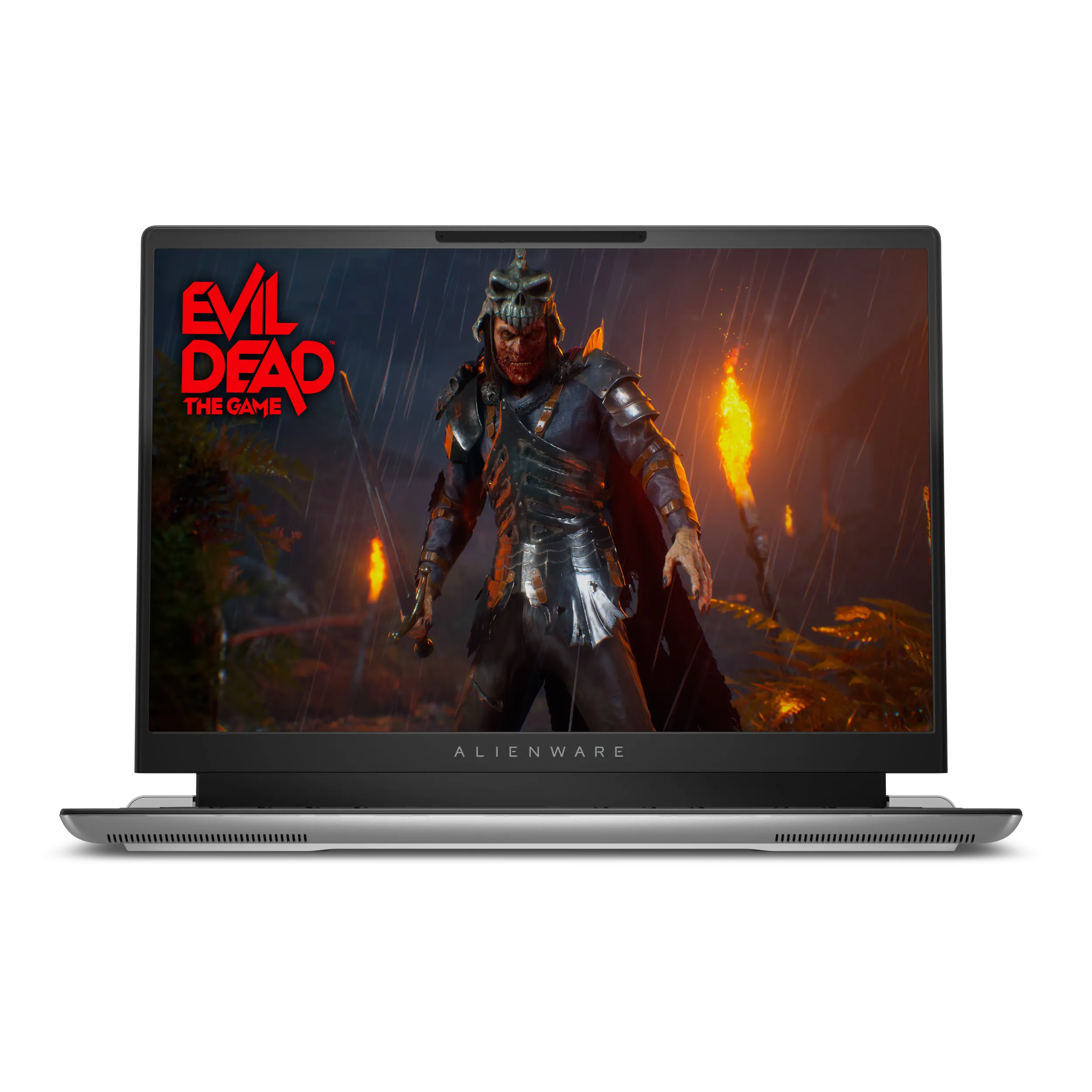 Hình ảnh laptop gaming Alienware x16 R2 màu bạc với thiết kế cao cấp, đèn LED RGB đặc trưng của Alienware.