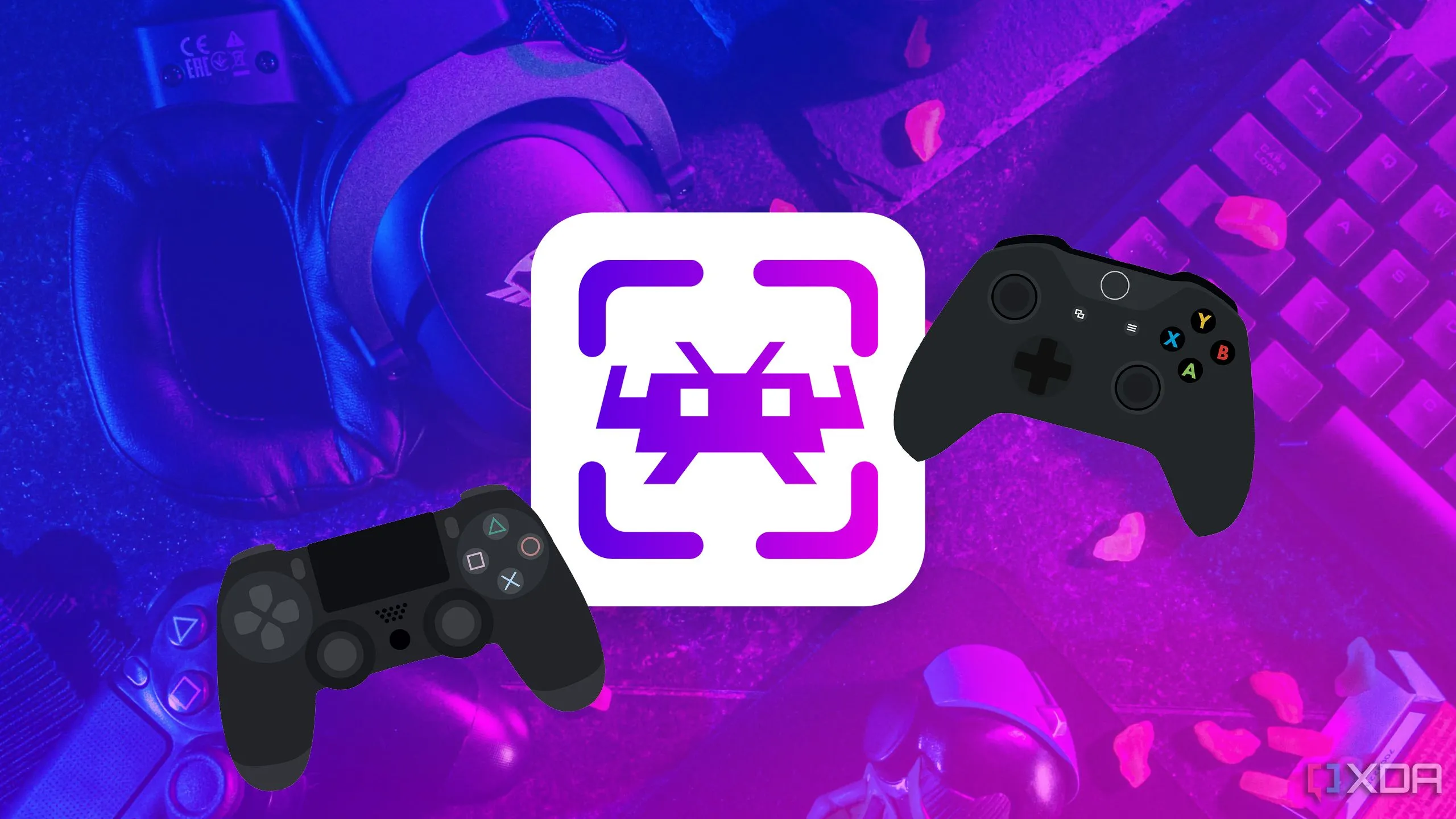 Hình ảnh logo RetroArch với hai tay cầm chơi game, biểu tượng cho nền tảng giả lập game đa năng và dễ sử dụng.