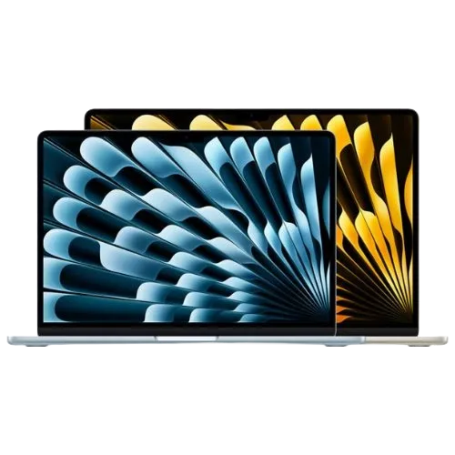 Hình ảnh MacBook Air M4 (2025) màu bạc với màn hình bật sáng, đặt nghiêng trên bàn, nổi bật thiết kế mỏng nhẹ và sang trọng của dòng laptop chip M4.
