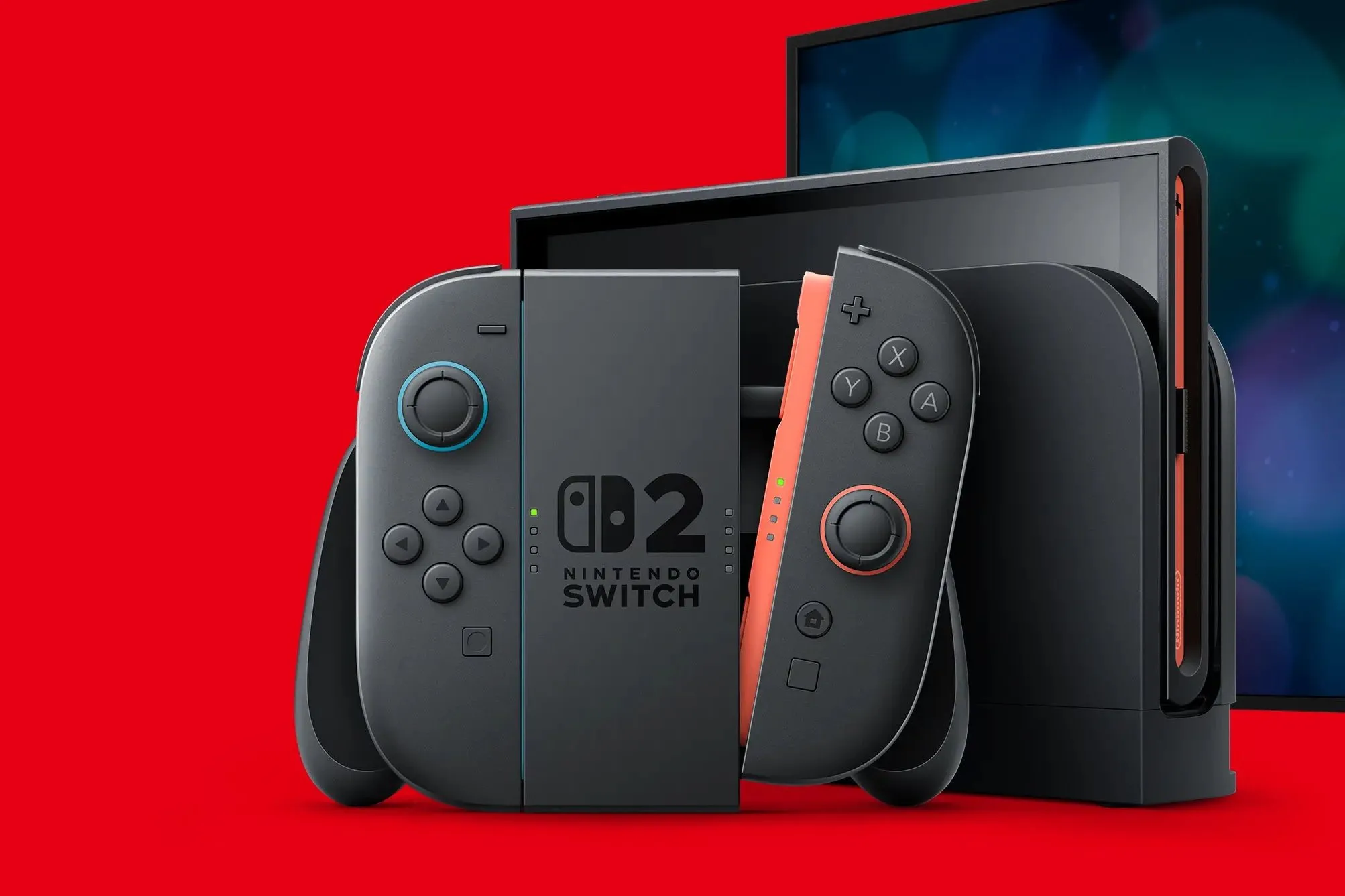 Hình ảnh minh họa Nintendo Switch 2 trong dock kèm tay cầm Joy-Con, đại diện cho tương lai của console game cầm tay