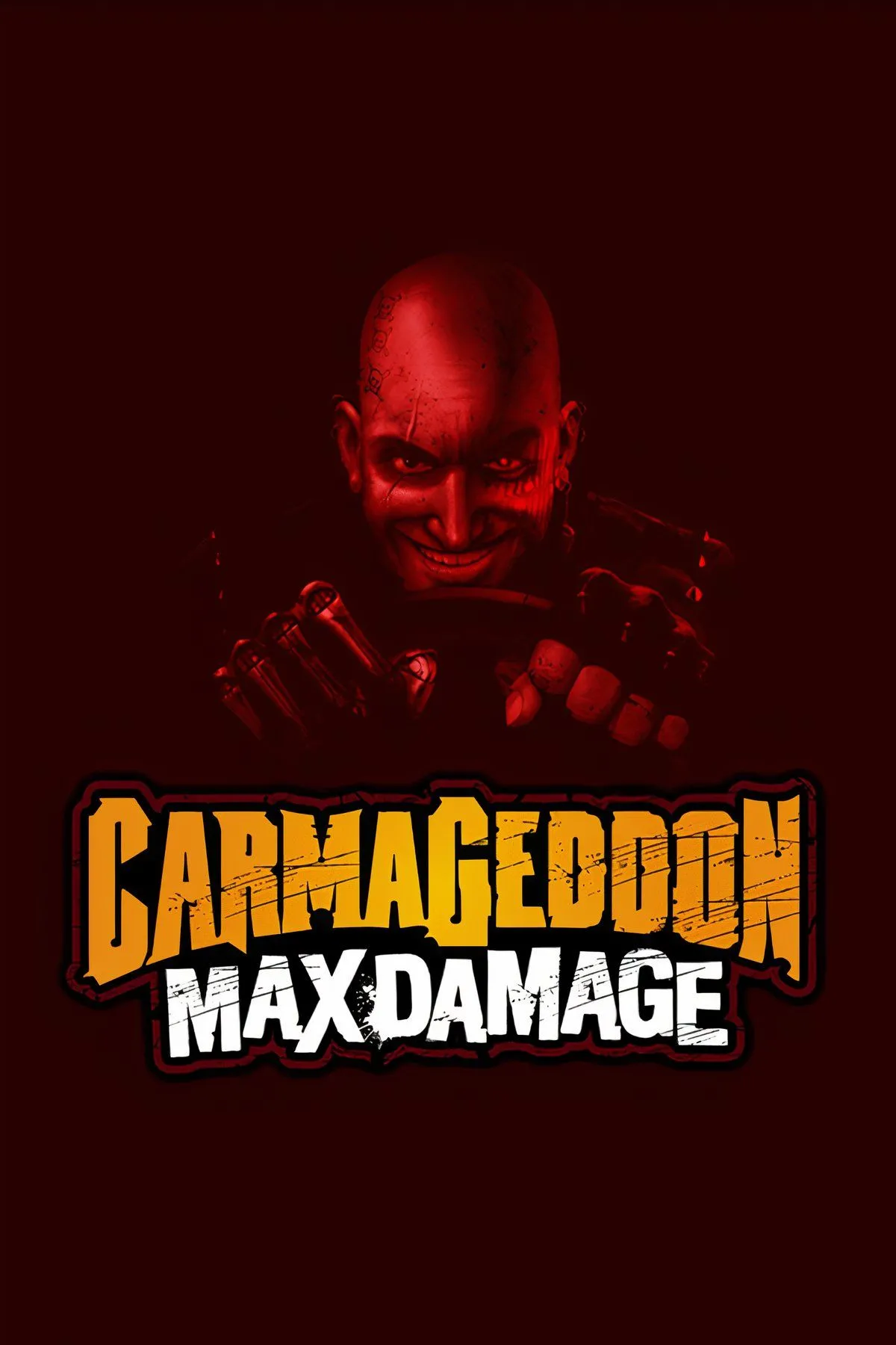 Hình ảnh một vụ va chạm nảy lửa giữa các phương tiện trong game Carmageddon Max Damage, với khói lửa và mảnh vỡ bay khắp nơi.