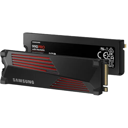Hình ảnh render ổ cứng SSD Samsung 990 Pro 4TB có tản nhiệt, thiết kế chuyên nghiệp cho hiệu năng tối ưu.