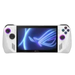 Hình ảnh render thiết bị chơi game cầm tay Asus ROG Ally với thiết kế màu trắng hiện đại