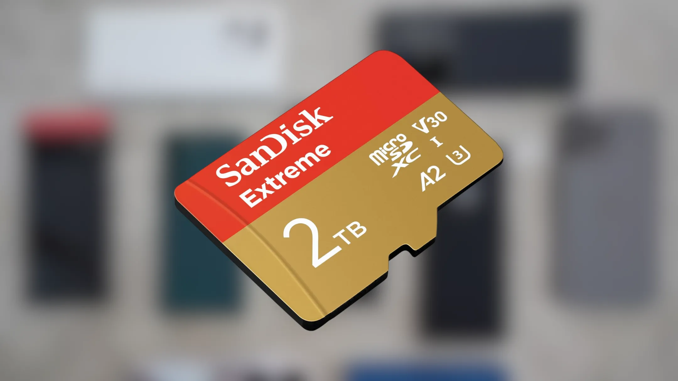 Hình ảnh thẻ nhớ SanDisk 2TB Extreme microSD với các thông số kỹ thuật