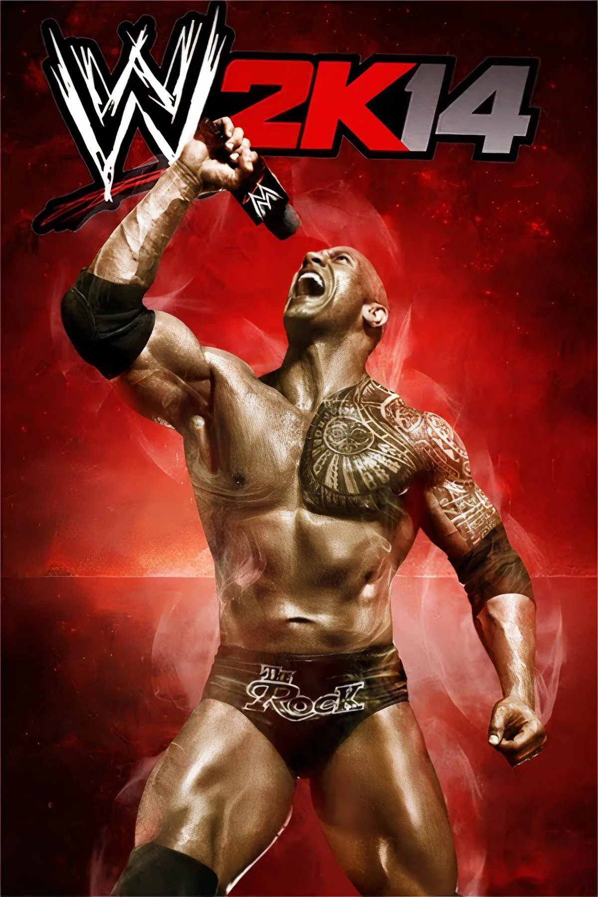 Hình ảnh The Rock trong WWE 2K14, đang thực hiện động tác đặc trưng của mình.