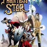 Hình ảnh tổng hợp các nhân vật và cảnh trong game Phantasy Star IV, thể hiện đồ họa pixel cổ điển của tựa JRPG kinh điển trên Sega Genesis.