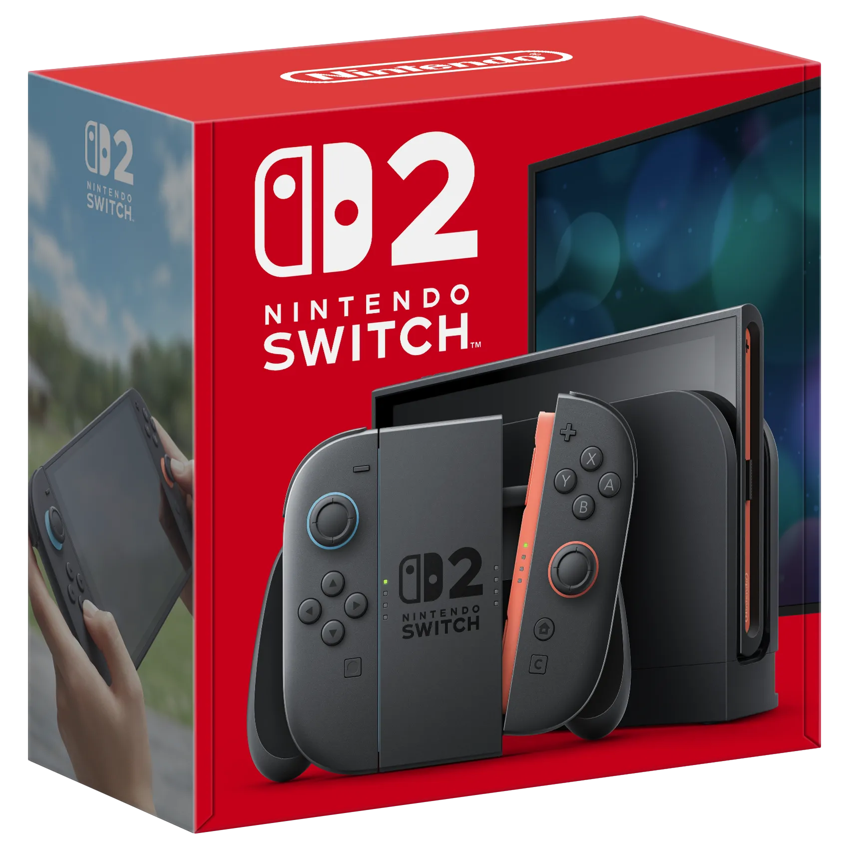 Hộp máy Nintendo Switch 2 hiển thị thiết kế console và Joy-Con, minh họa cho sự ra mắt của thế hệ máy chơi game mới của Nintendo.