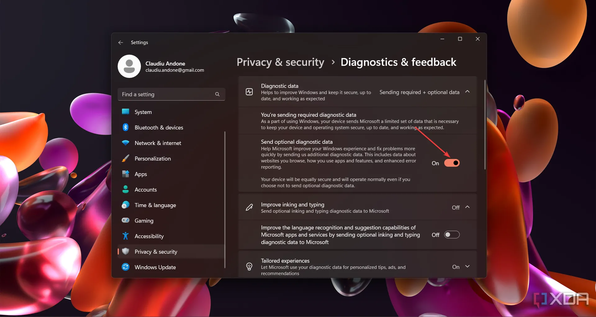 Hướng dẫn tắt dữ liệu chẩn đoán trong Cài đặt Windows 11 để tăng cường quyền riêng tư