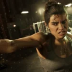 Jason nâng tạ trên bãi biển và Lucia đấm bao cát trong phòng gym trong GTA VI