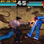 Jin và Hwoarang đối đầu trong một trận đấu Tekken Tag Tournament