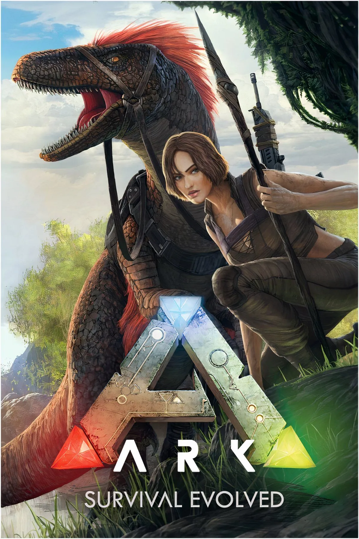 Khủng long và người chơi trong môi trường rừng rậm của Ark: Survival Evolved