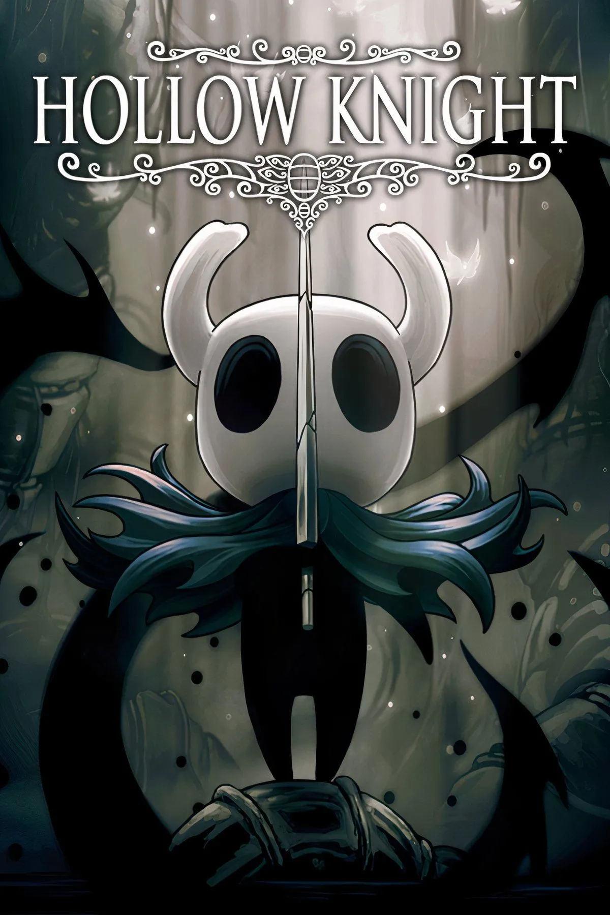 Kỵ Sĩ rỗng Hollow Knight đang khám phá vương quốc côn trùng Hallownest, minh họa phong cách nghệ thuật vẽ tay đặc trưng của game Metroidvania