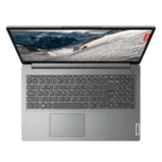 Laptop Lenovo IdeaPad 1 màu Xám Storm với màn hình mở, góc nhìn từ trên xuống