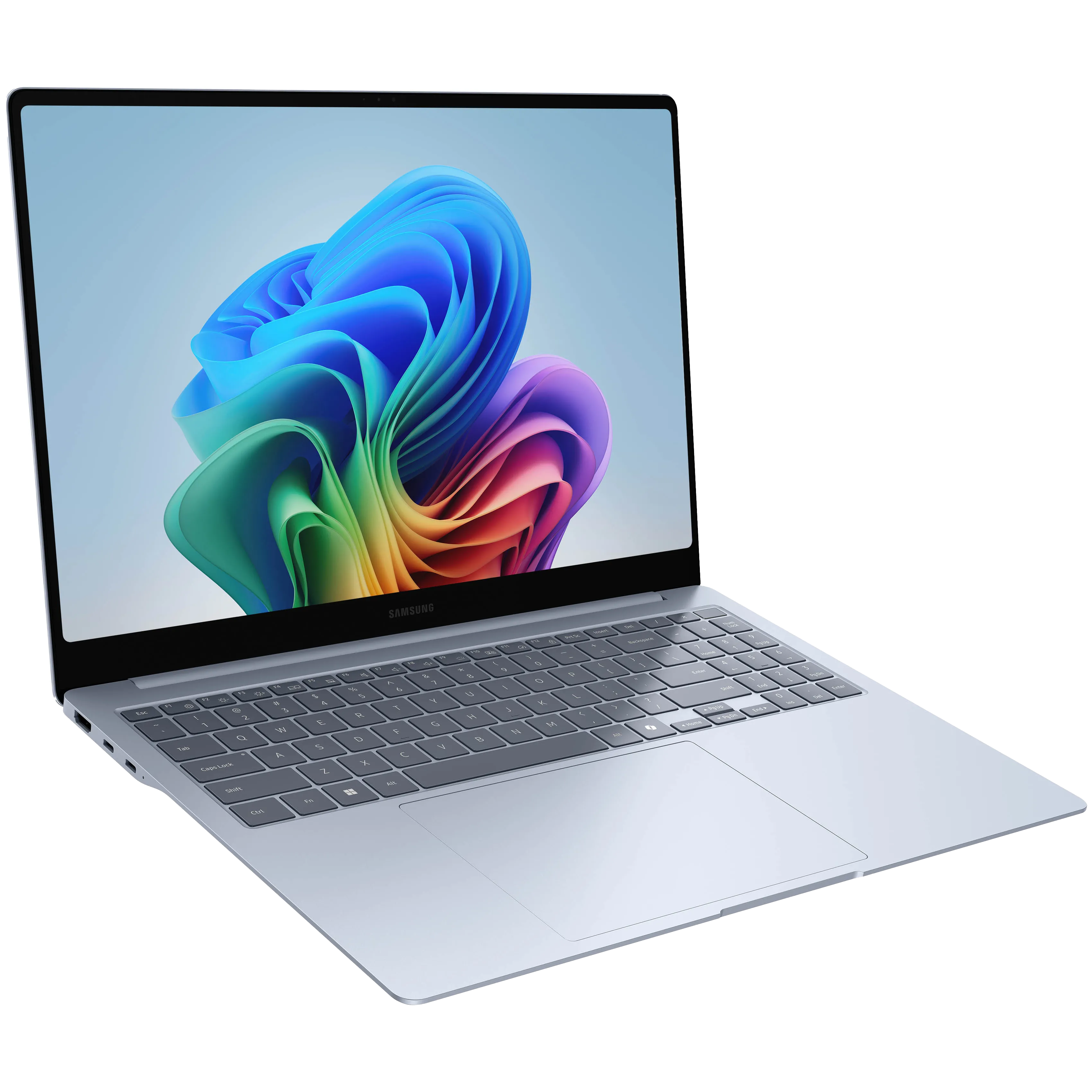 Laptop Samsung Galaxy Book 4 Edge góc nghiêng, thể hiện thiết kế mỏng nhẹ và màn hình sắc nét.