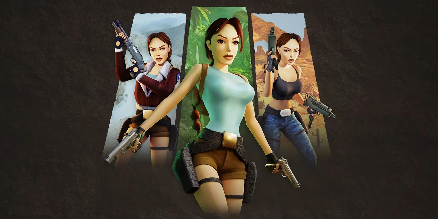 Lara Croft với phong thái dũng mãnh, đại diện cho tựa game Tomb Raider Remastered 1-3, biểu tượng của sự can đảm và phiêu lưu.