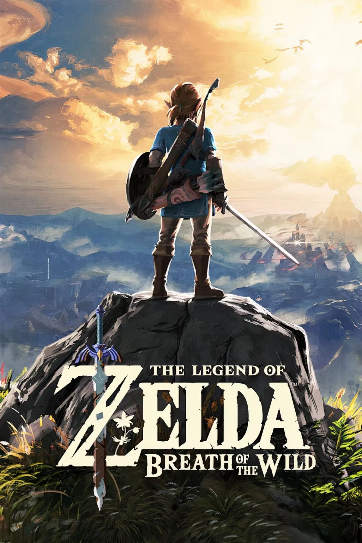 Link ngắm nhìn khung cảnh rộng lớn và hùng vĩ của Hyrule trong The Legend of Zelda: Breath of the Wild.