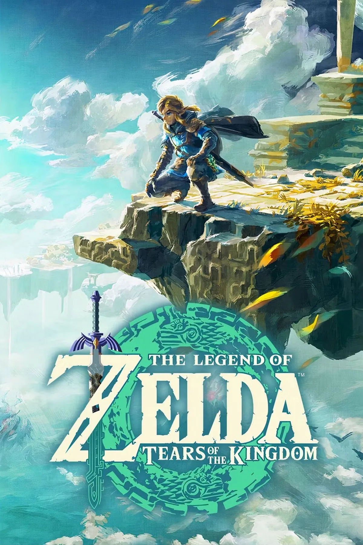 Link và Zelda đứng trước lâu đài Hyrule lơ lửng trong The Legend of Zelda: Tears of the Kingdom