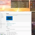 Màn hình desktop được chia thành nhiều "trang" riêng biệt bằng tính năng Pages của Fences, giúp quản lý không gian hiệu quả.