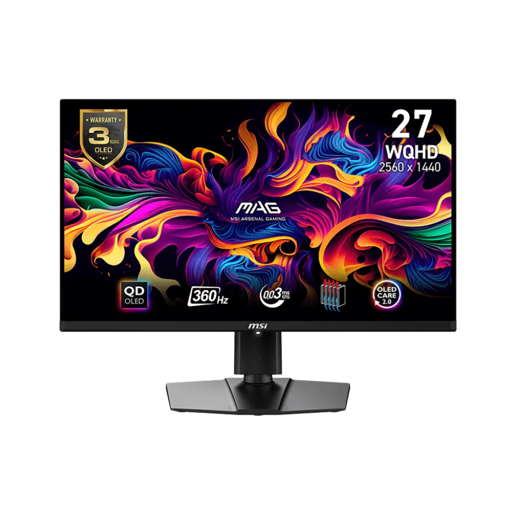 Màn hình gaming MSI MAG 271QPX QD-OLED với thiết kế viền mỏng và tốc độ làm mới cao.