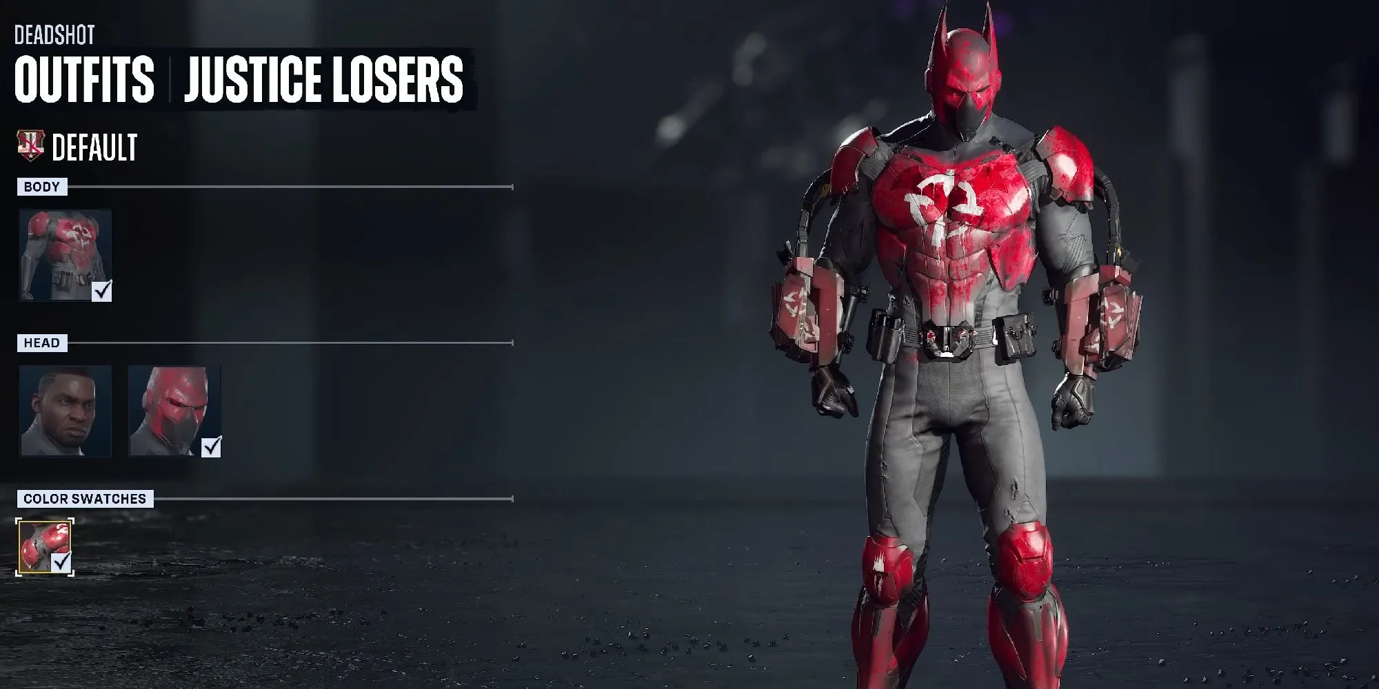 Màn hình tùy chỉnh nhân vật Deadshot trong Suicide Squad: Kill the Justice League, minh họa tính năng tùy biến
