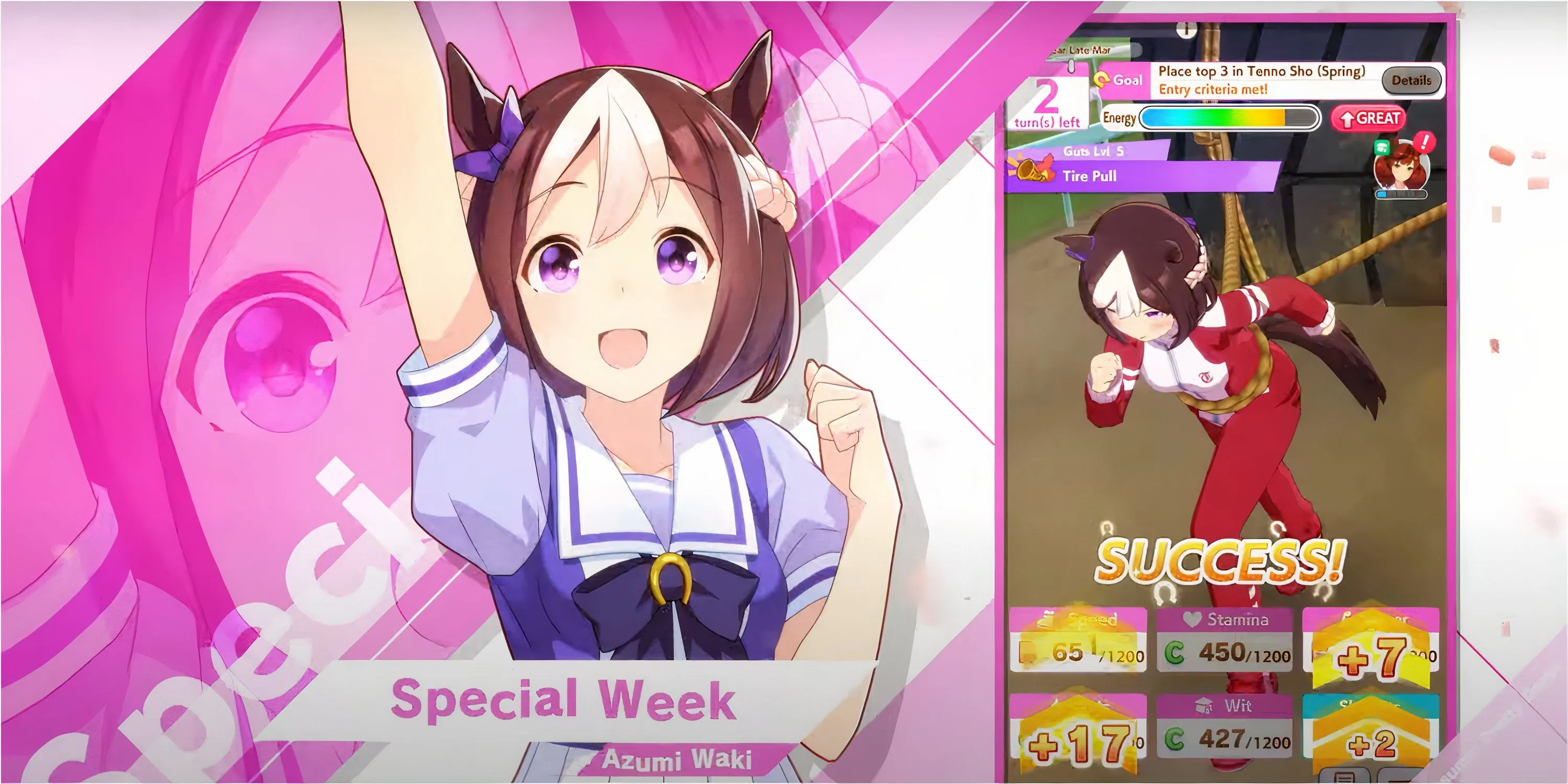 Màn hình tuyển chọn nhân vật hoặc thẻ hỗ trợ trong game Umamusume Pretty Derby, giới thiệu các cô gái ngựa với thiết kế anime đặc trưng.