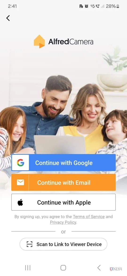 Màn hình yêu cầu đăng nhập tài khoản Google trong Alfred Security