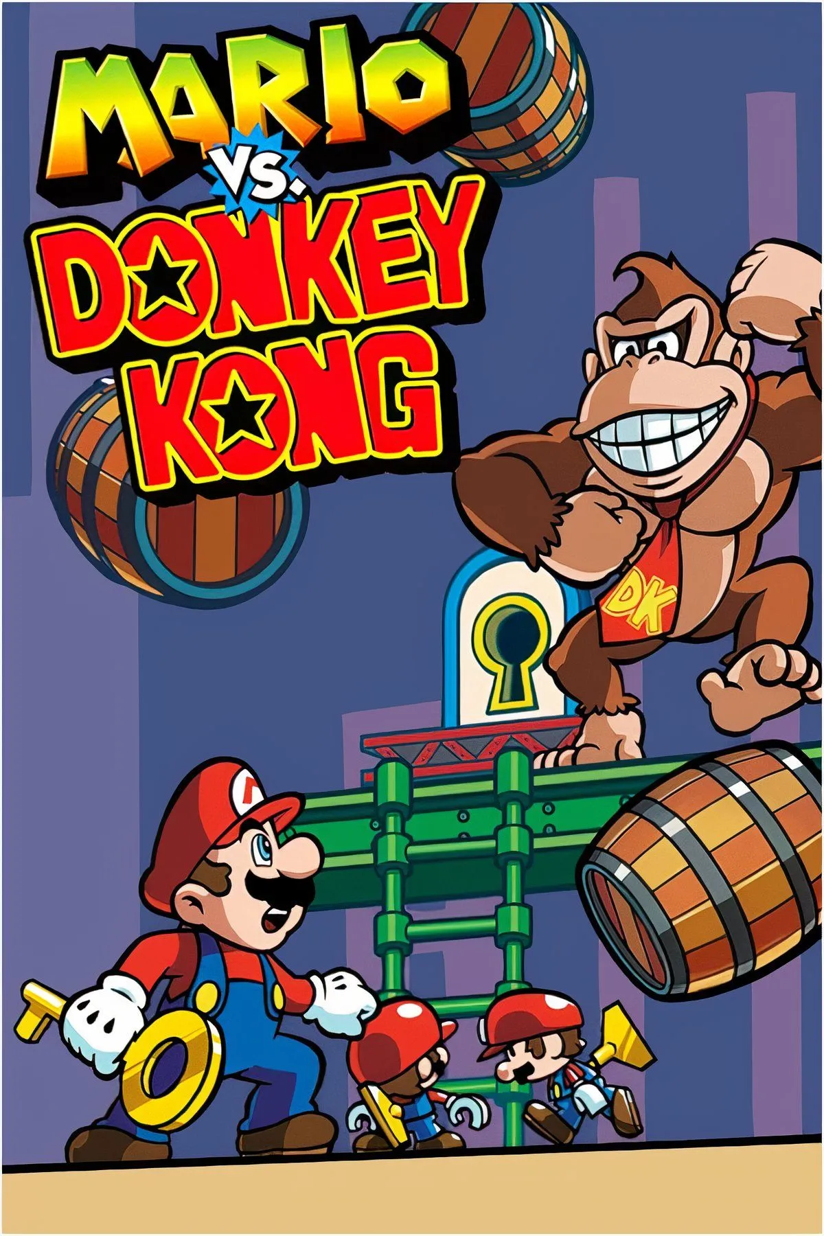 Mario giải đố và thu thập Mini-Marios trong game Mario vs. Donkey Kong trên Game Boy Advance