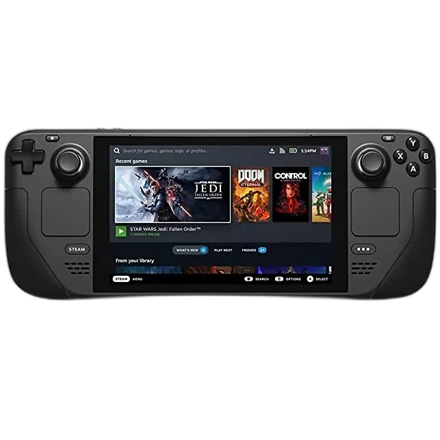 Máy chơi game cầm tay Steam Deck của Valve, với thiết kế công thái học và màn hình hiển thị sống động