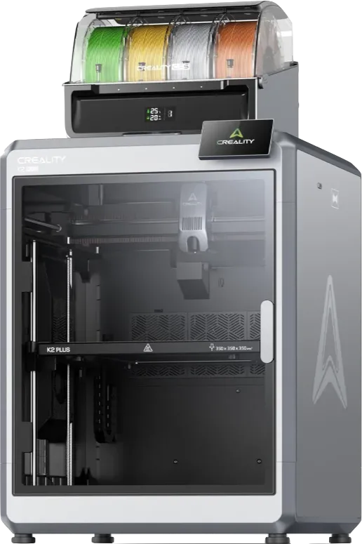 Máy in 3D Creality K2 Plus Combo màu trong suốt, thể hiện thiết kế hiện đại và khả năng in ấn vượt trội
