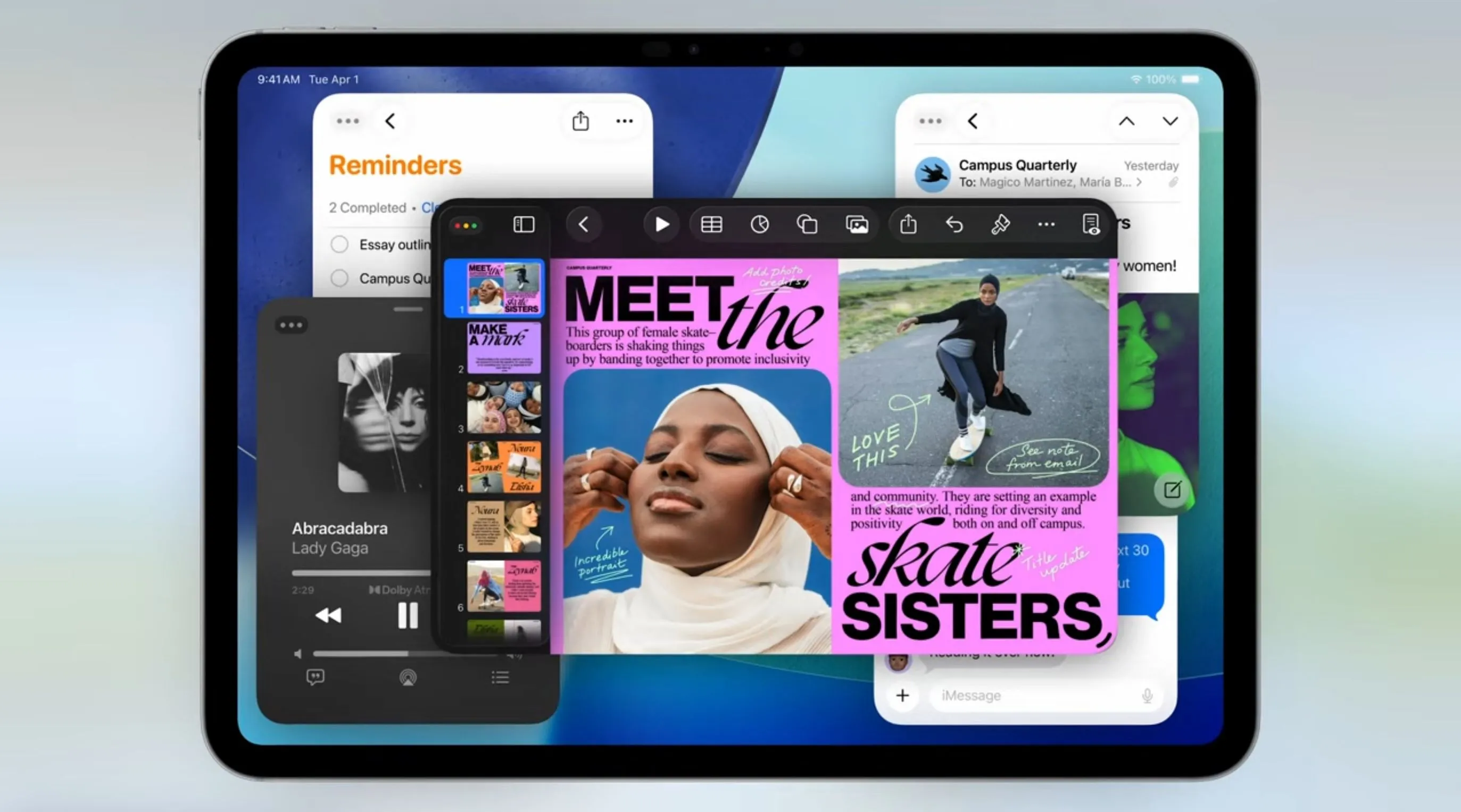 Mô tả giao diện hệ thống cửa sổ mới trên iPadOS 26, cho phép thay đổi kích thước và di chuyển ứng dụng linh hoạt.