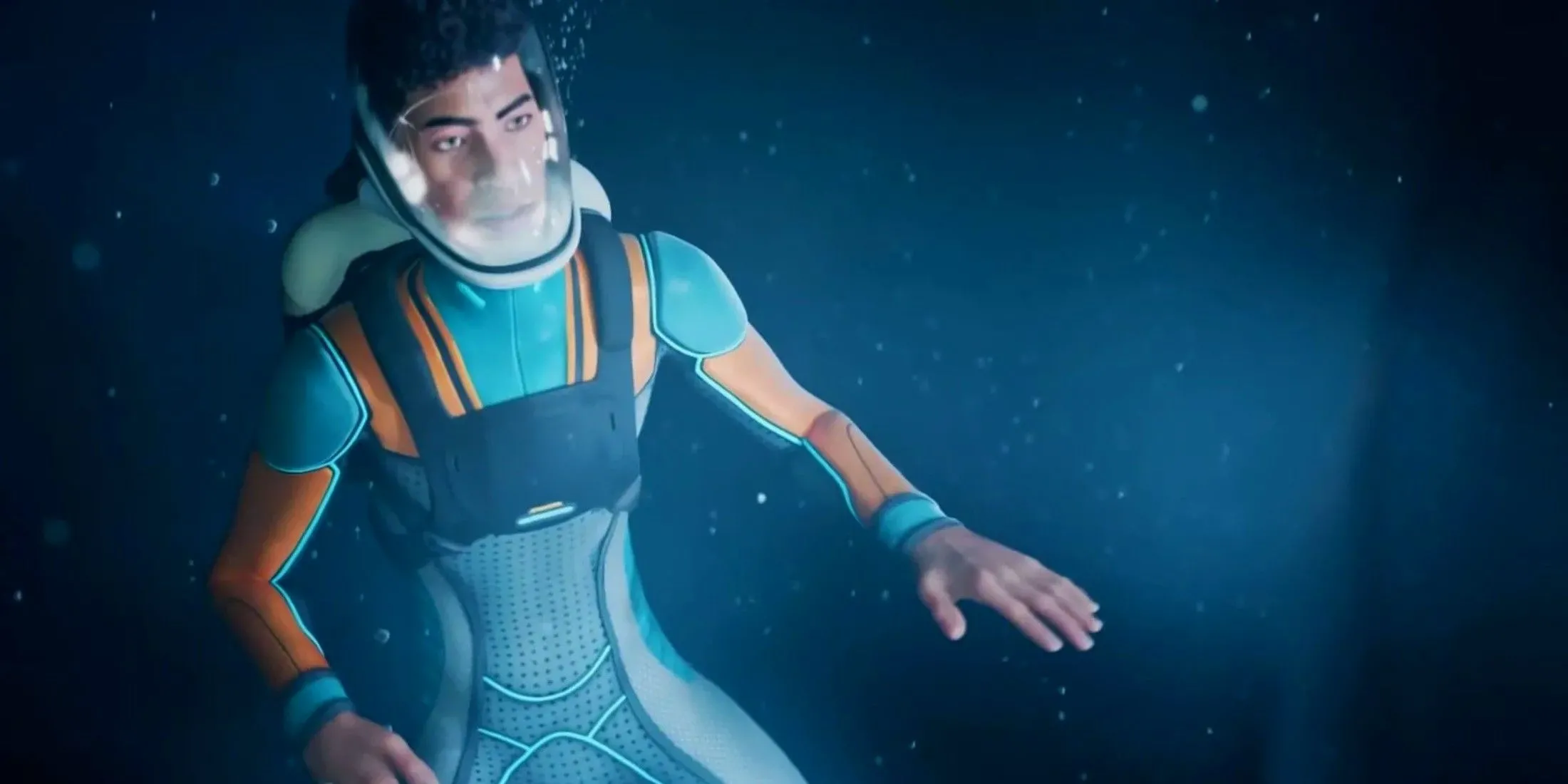 Một cảnh cắt trong trailer Subnautica 2, tập trung vào thiết kế sinh vật biển và môi trường chi tiết.