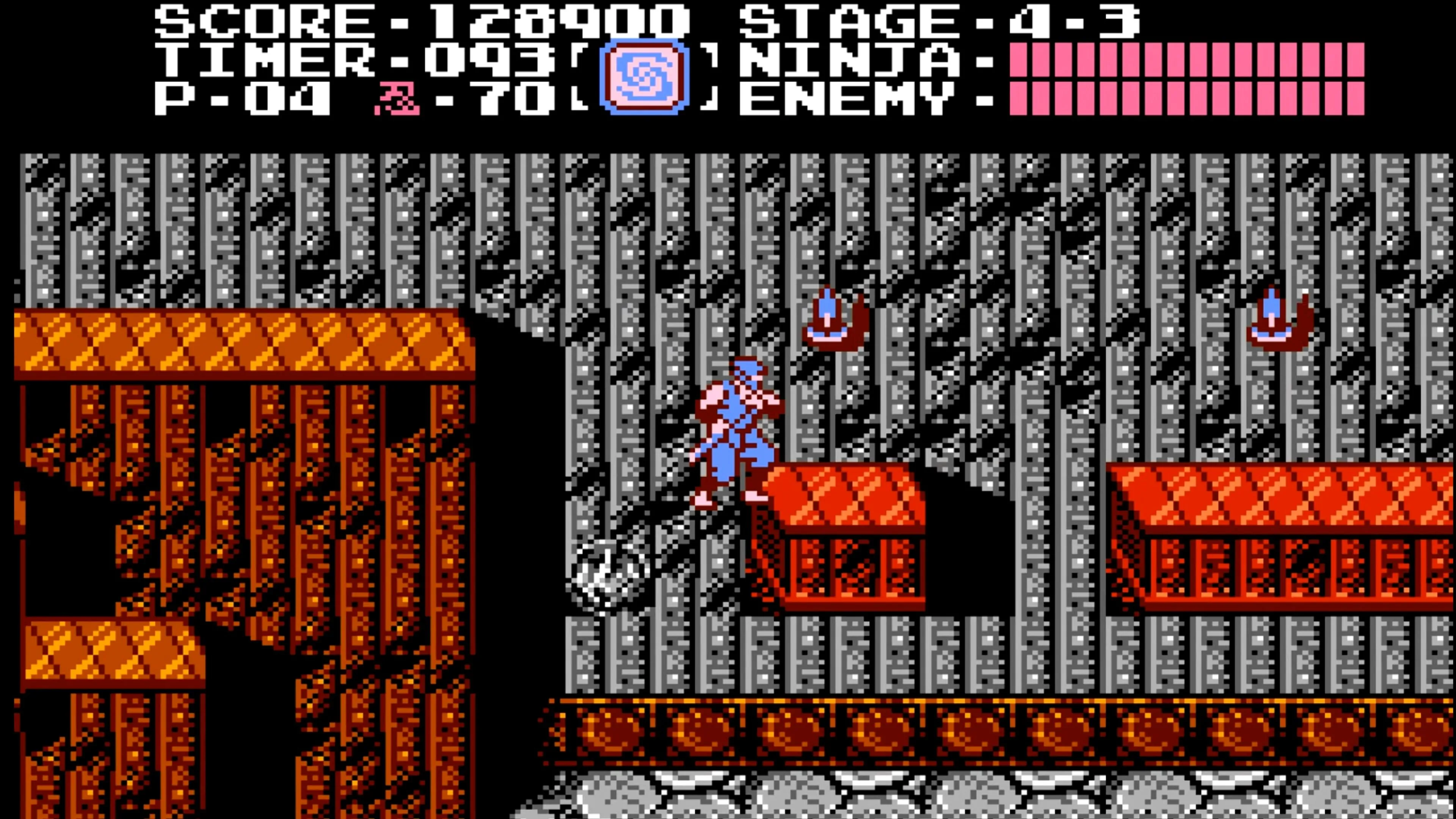 Một cảnh gameplay khác của Ninja Gaiden, thể hiện sự nhanh nhẹn của nhân vật chính