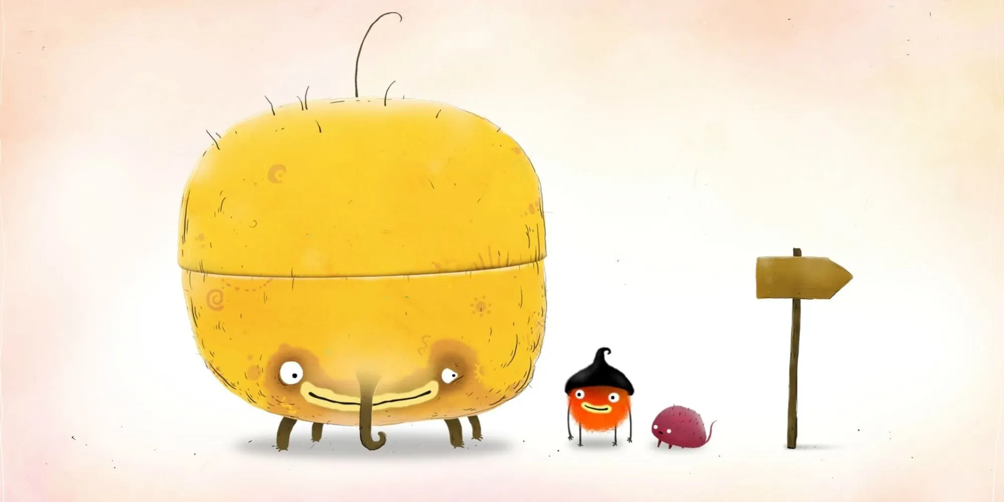 Một cảnh trong game Chuchel, nơi nhân vật chính đang đứng trên một vật thể trong không gian đầy sáng tạo và độc đáo.