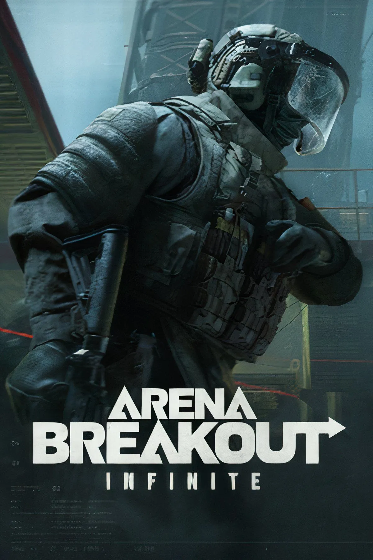 Một tay súng đang nấp sau hàng rào trong Arena Breakout: Infinite, thể hiện lối chơi chiến thuật.