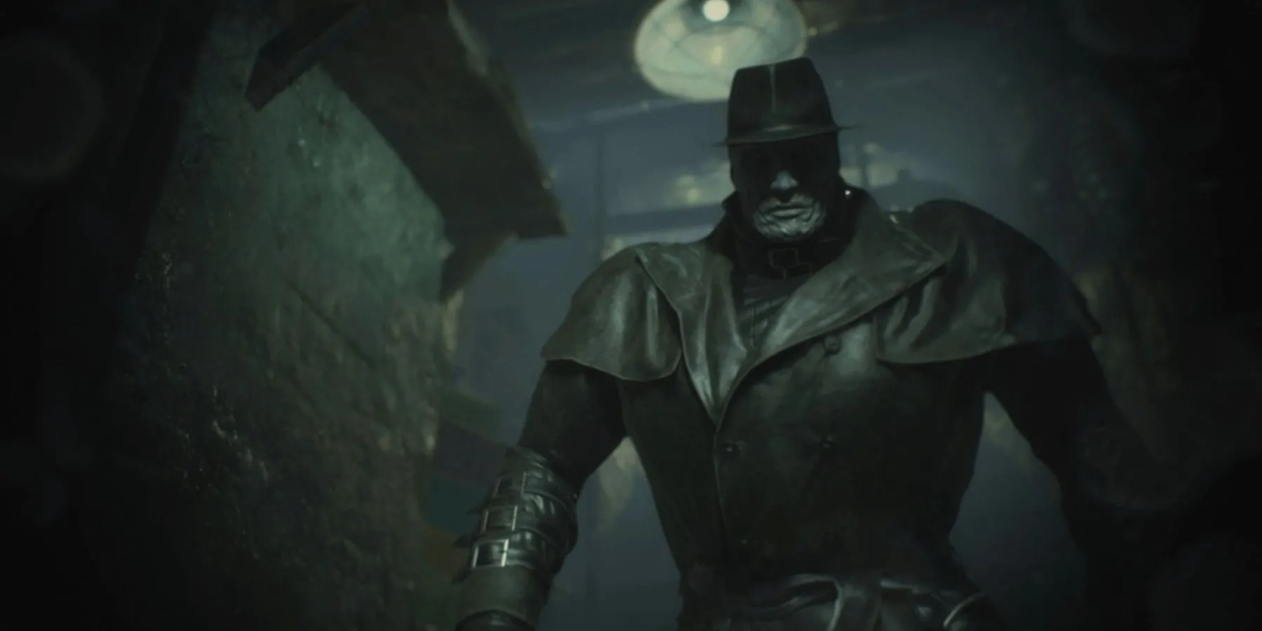 Mr. X xuất hiện đáng sợ trong bóng tối, một trong những thử thách kinh hoàng của Resident Evil 2 Remake