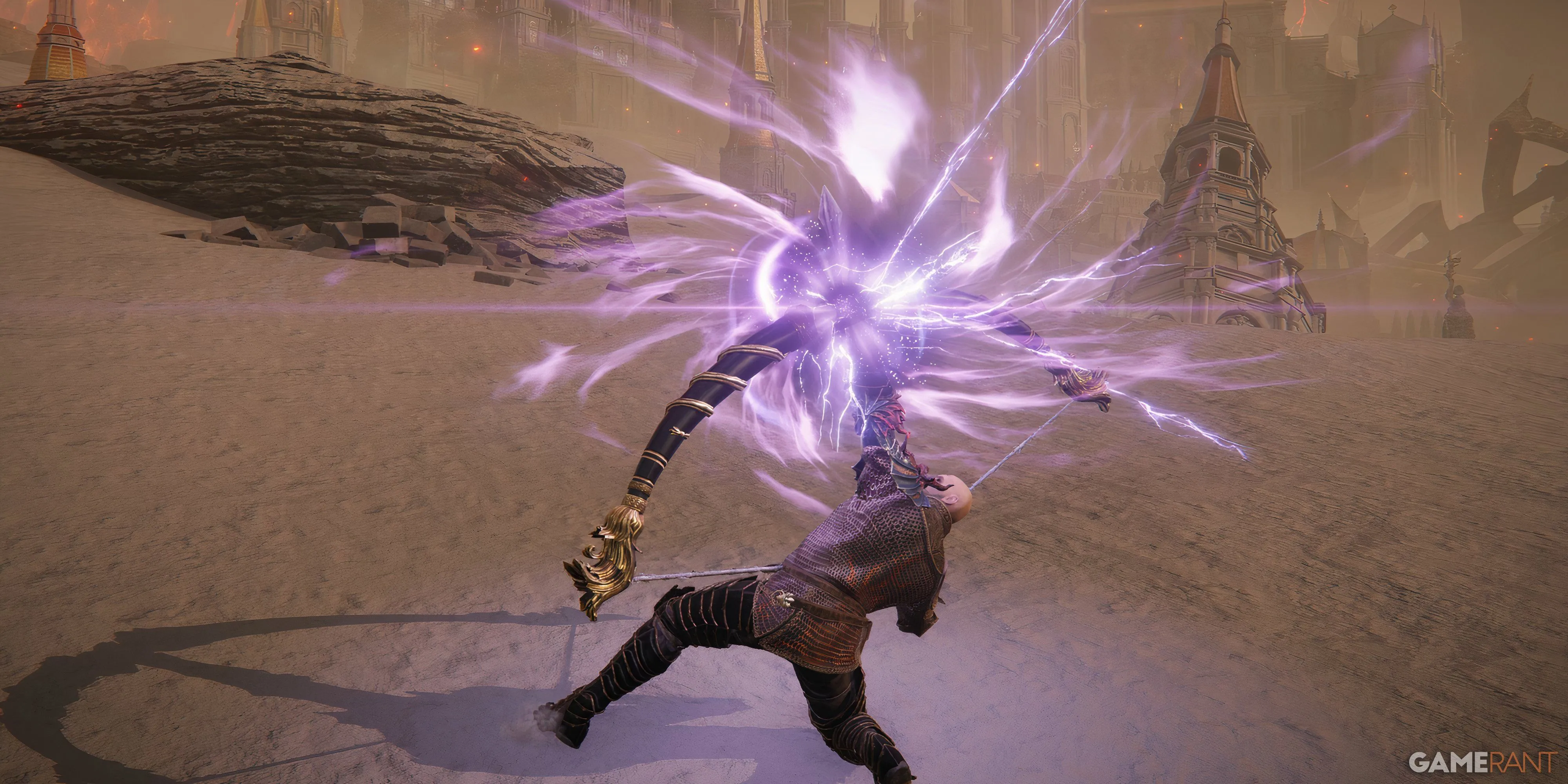 Người chơi Elden Ring sử dụng vũ khí Radahn, minh họa sức mạnh và đa dạng trang bị trong game.