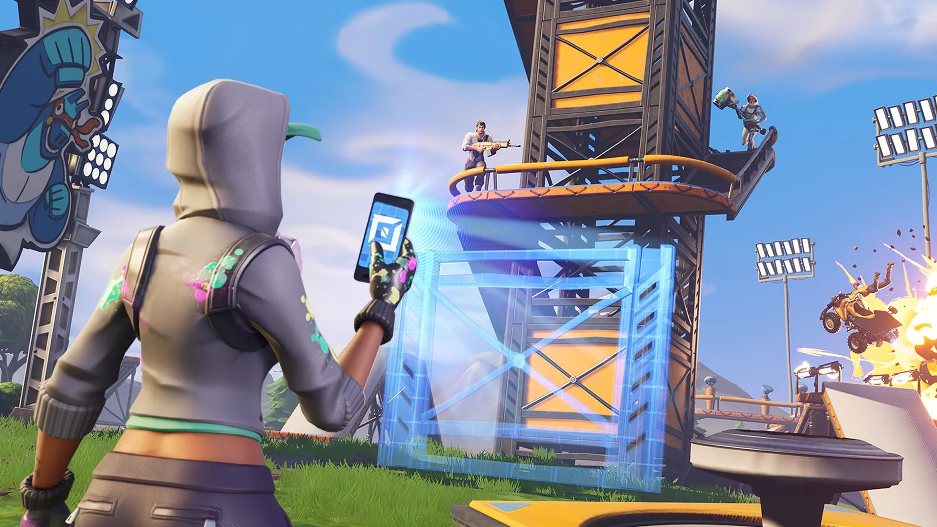 Người chơi Fortnite nữ sử dụng công cụ Creative Mode để xây dựng bản đồ, thể hiện tiềm năng nội dung do người dùng tạo
