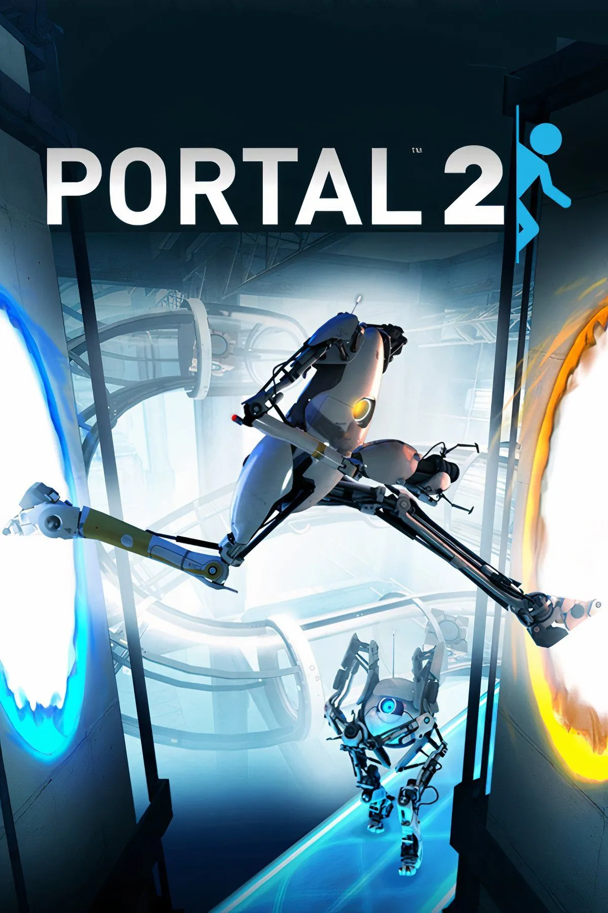 Nhân vật Chell sử dụng súng portal trong môi trường thử nghiệm Aperture Science của Portal 2