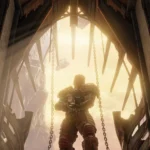 Nhân vật game Quake Champions đứng trước một cổng mở chuẩn bị chiến đấu