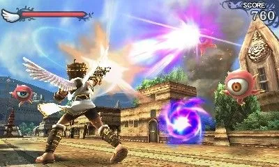 Nhân vật Pit trong Kid Icarus Uprising, một game bắn súng hành động trên Nintendo 3DS
