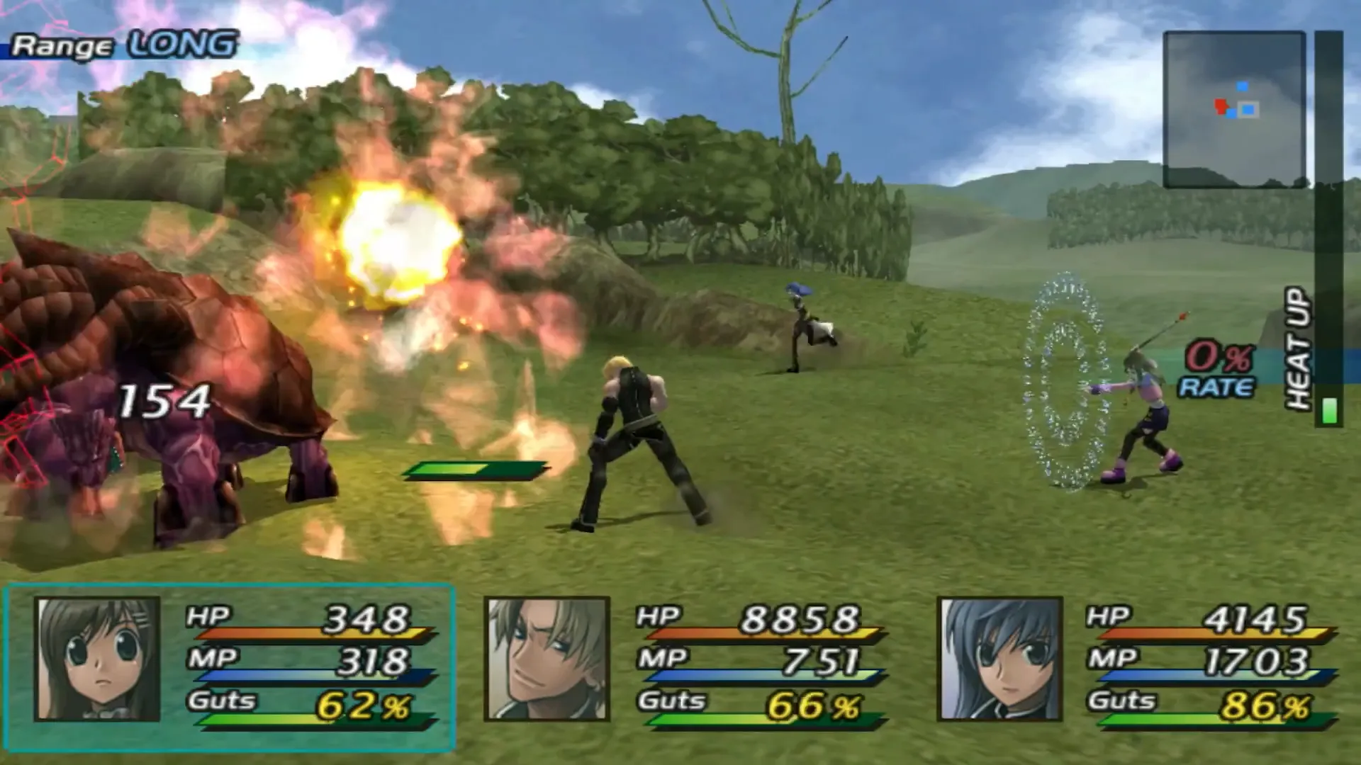 Nhân vật trong Star Ocean: Till the End of Time thể hiện trạng thái kiệt sức khi MP về 0
