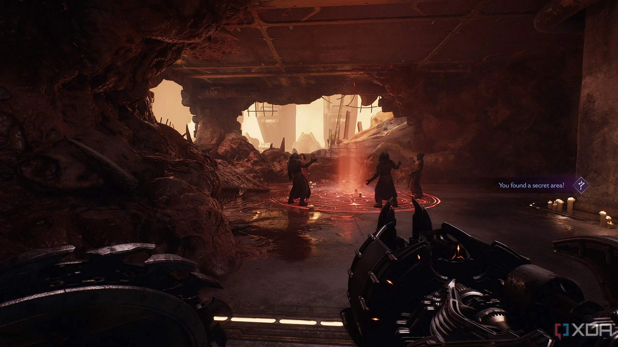 Những tín đồ quỷ đang cầu nguyện trong một khu vực ẩn bí mật ở Doom: The Dark Ages Hebeth.