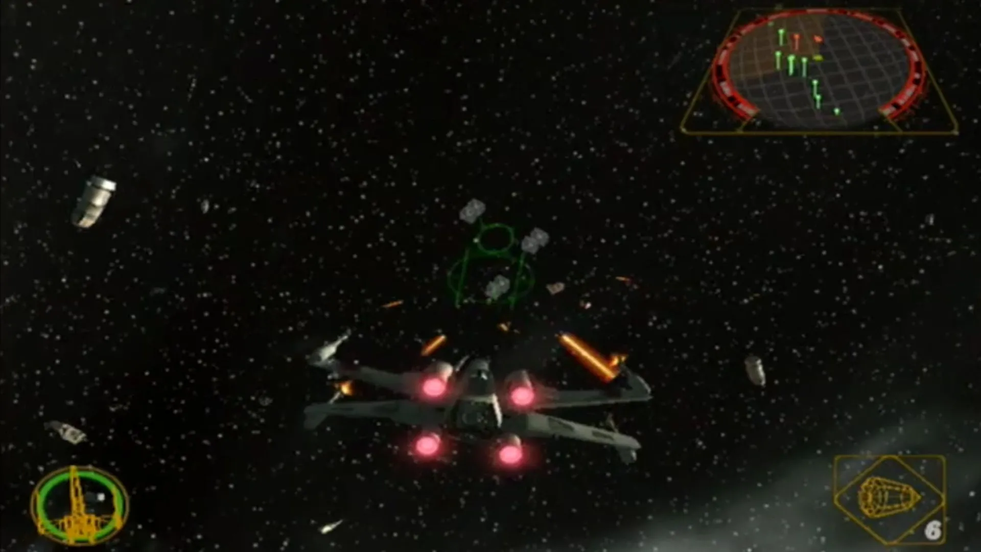Phi đội X-Wing đối đầu TIE Fighters trong Star Wars Rogue Squadron II: Rogue Leader