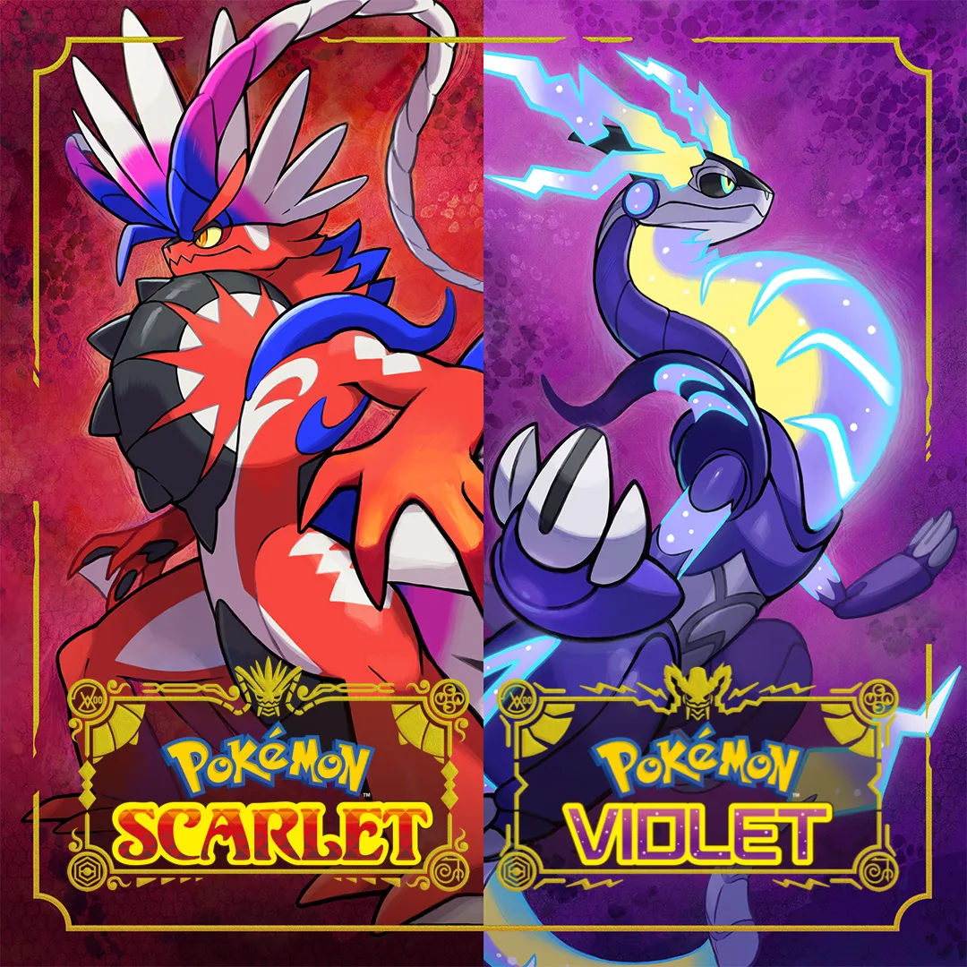 Pokémon Scarlet và Violet với Koraidon và Miraidon, minh họa cho hiệu suất kém và lỗi game khi ra mắt.