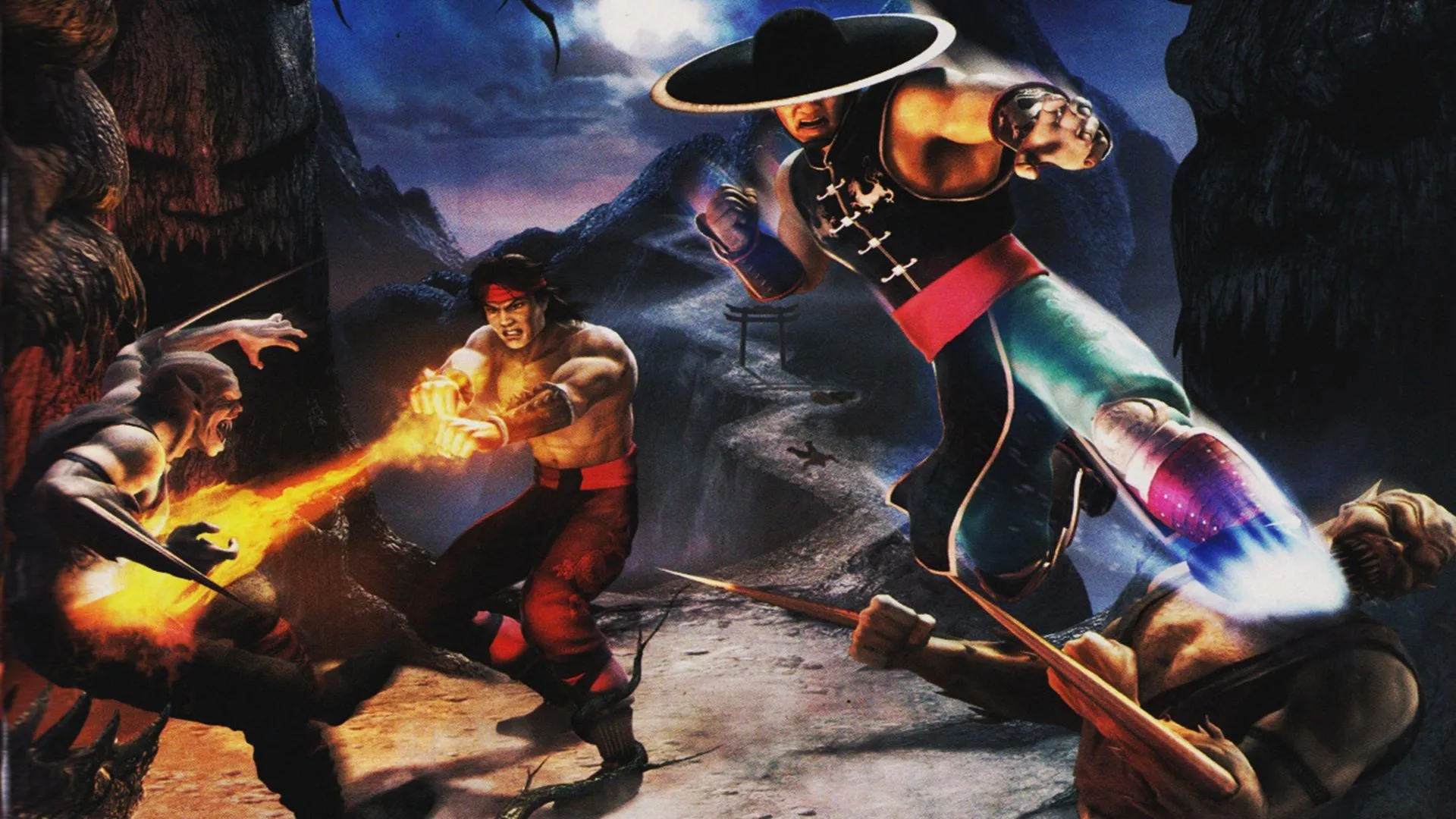 Poster quảng cáo Mortal Kombat: Shaolin Monks, game hành động 3D nổi bật của thương hiệu Mortal Kombat